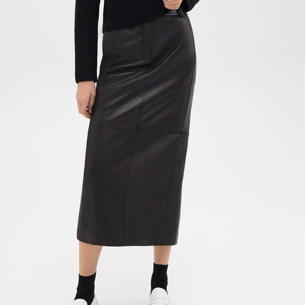 Theory Black Leather Trouser Skirt